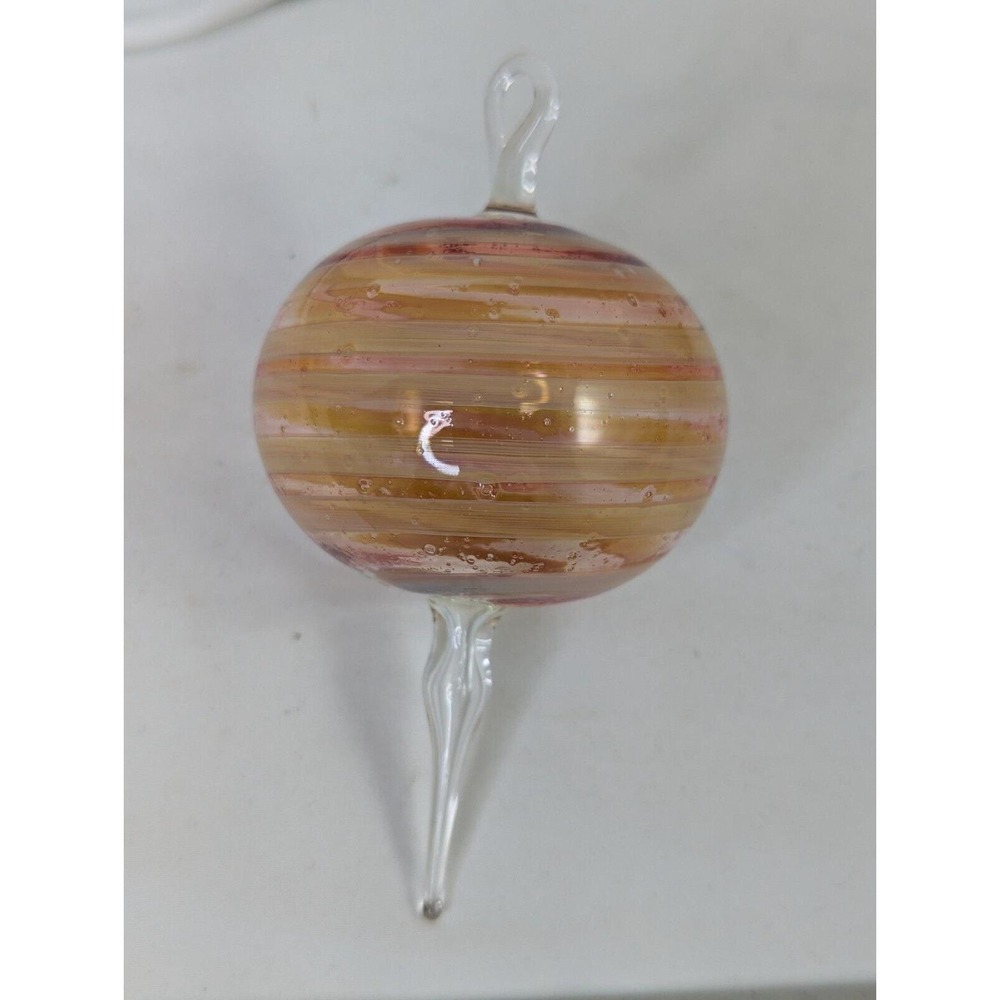 Hand Blown Glass Ornament Stripes 4.5 Inch #2